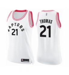 Women's Toronto Raptors #21 Matt Thomas Swingman White Pink Fashion Basketball Jersey