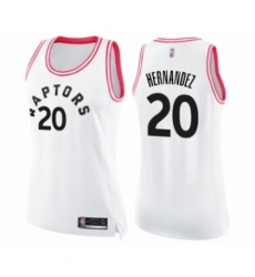 Women's Toronto Raptors #20 Dewan Hernandez Swingman White Pink Fashion Basketball Jersey