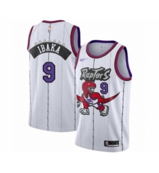 Men's Toronto Raptors #9 Serge Ibaka Authentic White Hardwood Classics Basketball Jersey