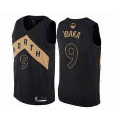 Men's Toronto Raptors #9 Serge Ibaka Swingman Black 2019 Basketball Finals Bound Jersey - City Edition