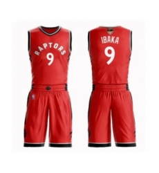 Men's Toronto Raptors #9 Serge Ibaka Swingman Red 2019 Basketball Finals Bound Suit Jersey - Icon Edition