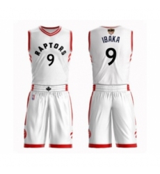 Men's Toronto Raptors #9 Serge Ibaka Swingman White 2019 Basketball Finals Bound Suit Jersey - Association Edition