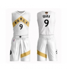 Men's Toronto Raptors #9 Serge Ibaka Swingman White 2019 Basketball Finals Bound Suit Jersey - City Edition