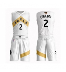 Men's Toronto Raptors #2 Kawhi Leonard Swingman White 2019 Basketball Finals Bound Suit Jersey - City Edition