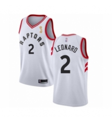 Men's Toronto Raptors #2 Kawhi Leonard Swingman White 2019 Basketball Finals Champions Jersey - Association Edition