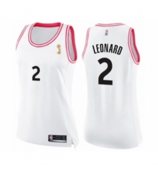 Women's Toronto Raptors #2 Kawhi Leonard Swingman White Pink Fashion 2019 Basketball Finals Champions Jersey