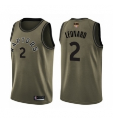 Youth Toronto Raptors #2 Kawhi Leonard Swingman Green Salute to Service 2019 Basketball Finals Bound Jersey