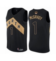 Men's Toronto Raptors #1 Tracy Mcgrady Swingman Black 2019 Basketball Finals Bound Jersey - City Edition