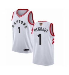 Men's Toronto Raptors #1 Tracy Mcgrady Swingman White 2019 Basketball Finals Bound Jersey - Association Edition