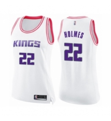 Women's Sacramento Kings #22 Richaun Holmes Swingman White Pink Fashion Basketball Jersey