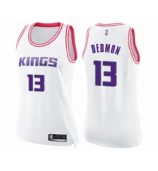 Women's Sacramento Kings #13 Dewayne Dedmon Swingman White Pink Fashion Basketball Jersey