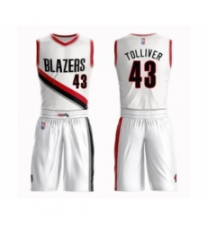 Youth Portland Trail Blazers #43 Anthony Tolliver Swingman White Basketball Suit Jersey - Association Edition