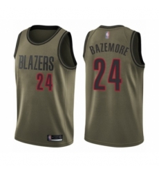 Men's Portland Trail Blazers #24 Kent Bazemore Swingman Green Salute to Service Basketball Jersey