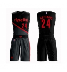 Youth Portland Trail Blazers #24 Kent Bazemore Swingman Black Basketball Suit Jersey - City Edition