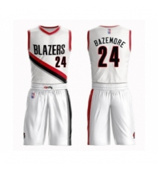 Youth Portland Trail Blazers #24 Kent Bazemore Swingman White Basketball Suit Jersey - Association Edition