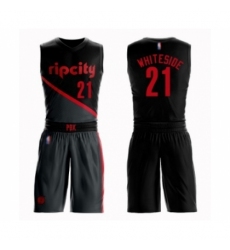 Youth Portland Trail Blazers #21 Hassan Whiteside Swingman Black Basketball Suit Jersey - City Edition
