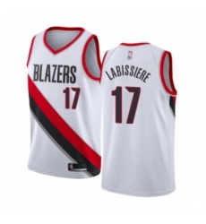 Men's Portland Trail Blazers #17 Skal Labissiere Authentic White Basketball Jersey - Association Edition