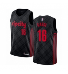 Men's Portland Trail Blazers #16 Pau Gasol Authentic Black Basketball Jersey - City Edition