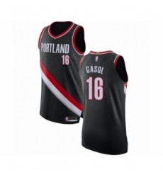 Men's Portland Trail Blazers #16 Pau Gasol Authentic Black Basketball Jersey - Icon Edition