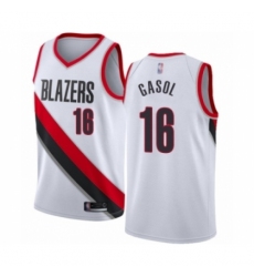 Men's Portland Trail Blazers #16 Pau Gasol Authentic White Basketball Jersey - Association Edition