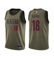 Youth Portland Trail Blazers #16 Pau Gasol Swingman Green Salute to Service Basketball Jersey