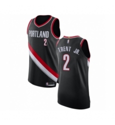 Men's Portland Trail Blazers #2 Gary Trent Jr. Authentic Black Basketball Jersey - Icon Edition
