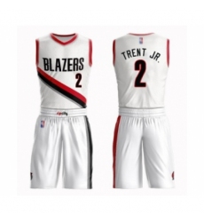 Men's Portland Trail Blazers #2 Gary Trent Jr. Swingman White Basketball Suit Jersey - Association Edition