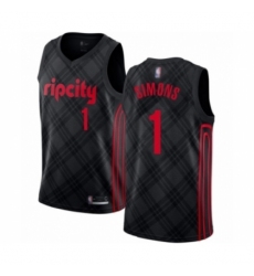 Men's Portland Trail Blazers #1 Anfernee Simons Authentic Black Basketball Jersey - City Edition