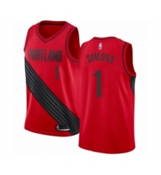 Men's Portland Trail Blazers #1 Anfernee Simons Authentic Red Basketball Jersey Statement Edition