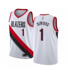 Men's Portland Trail Blazers #1 Anfernee Simons Authentic White Basketball Jersey - Association Edition