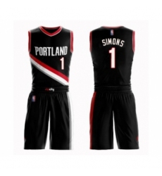 Men's Portland Trail Blazers #1 Anfernee Simons Swingman Black Basketball Suit Jersey - Icon Edition