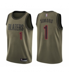 Men's Portland Trail Blazers #1 Anfernee Simons Swingman Green Salute to Service Basketball Jersey