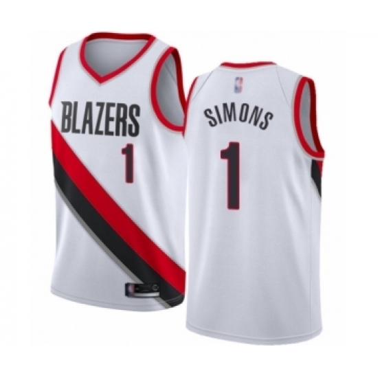 Women's Portland Trail Blazers #1 Anfernee Simons Swingman White Basketball Jersey - Association Edition Women's Portland Trail Blazers #1 Anfernee Simons Swingman White Basketball Jersey - Association Edition