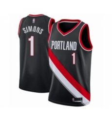 Youth Portland Trail Blazers #1 Anfernee Simons Swingman Black Basketball Jersey - Icon Edition