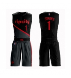 Youth Portland Trail Blazers #1 Anfernee Simons Swingman Black Basketball Suit Jersey - City Edition