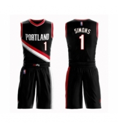 Youth Portland Trail Blazers #1 Anfernee Simons Swingman Black Basketball Suit Jersey - Icon Edition