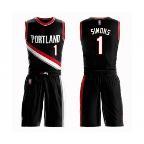 Youth Portland Trail Blazers #1 Anfernee Simons Swingman Black Basketball Suit Jersey - Icon Edition Youth Portland Trail Blazers #1 Anfernee Simons Swingman Black Basketball Suit Jersey - Icon Edition