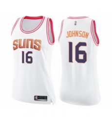 Women's Phoenix Suns #16 Tyler Johnson Swingman White Pink Fashion Basketball Jerse