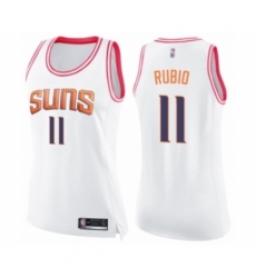 Women's Phoenix Suns #11 Ricky Rubio Swingman White Pink Fashion Basketball Jersey
