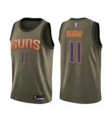 Youth Phoenix Suns #11 Ricky Rubio Swingman Green Salute to Service Basketball Jersey