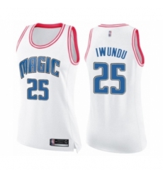 Women's Orlando Magic #25 Wes Iwundu Swingman White Pink Fashion Basketball Jersey