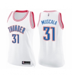 Women's Oklahoma City Thunder #31 Mike Muscala Swingman White Pink Fashion Basketball Jersey