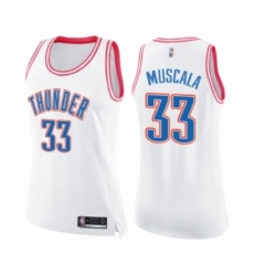 Women's Oklahoma City Thunder #33 Mike Muscala Swingman White Pink Fashion Basketball Jersey