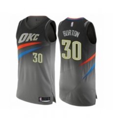 Men's Oklahoma City Thunder #30 Deonte Burton Authentic Gray Basketball Jersey - City Edition