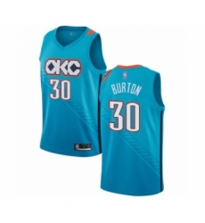 Men's Oklahoma City Thunder #30 Deonte Burton Authentic Turquoise Basketball Jersey - City Edition