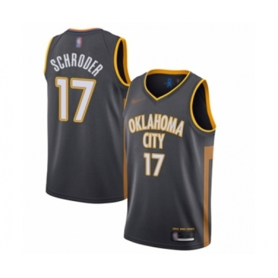 Men's Oklahoma City Thunder #17 Dennis Schroder Swingman Charcoal Basketball Jersey - 2019 20 City Edition Men's Oklahoma City Thunder #17 Dennis Schroder Swingman Charcoal Basketball Jersey - 2019 20 City Edition