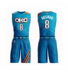 Women's Oklahoma City Thunder #8 Danilo Gallinari Swingman Turquoise Basketball Suit Jersey - City Edition