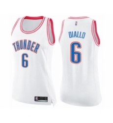 Women's Oklahoma City Thunder #6 Hamidou Diallo Swingman White Pink Fashion Basketball Jersey