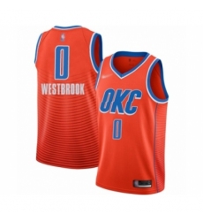 Men's Oklahoma City Thunder #0 Russell Westbrook Authentic Orange Finished Basketball Jersey - Statement Edition