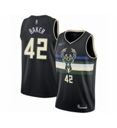 Men's Milwaukee Bucks #42 Vin Baker Authentic Black Finished Basketball Jersey - Statement Edition